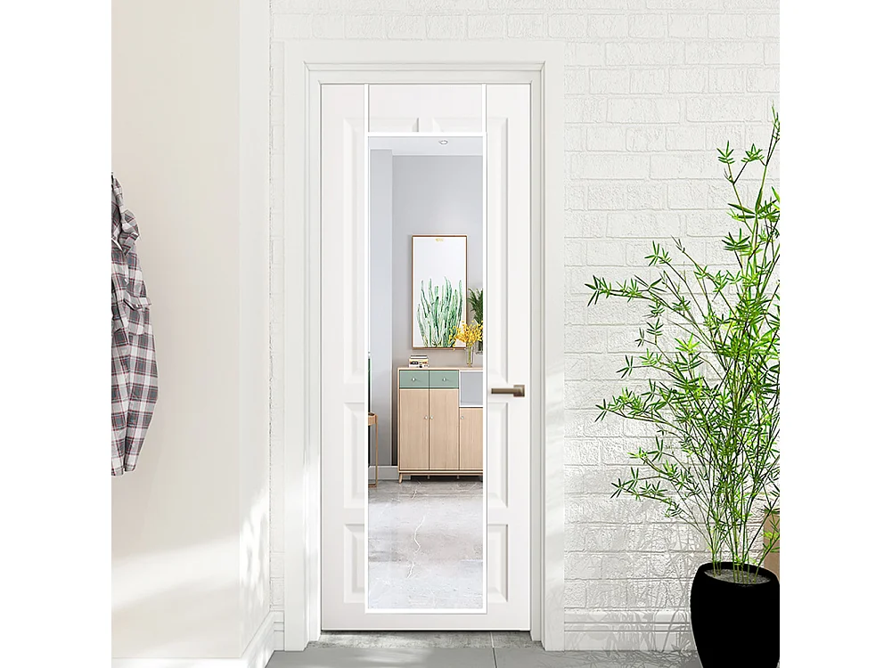 37x147cm Metal Frame Over the Door Full Length Mirror - White