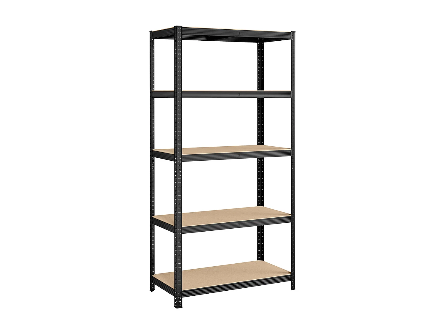 SONGMICS 5-trins reol, stålreol til opbevaring, værktøjsfri montering, til garage, skur, belastningskapacitet 600 kg, 50 x 100 x 200 cm, sort GLR050B01