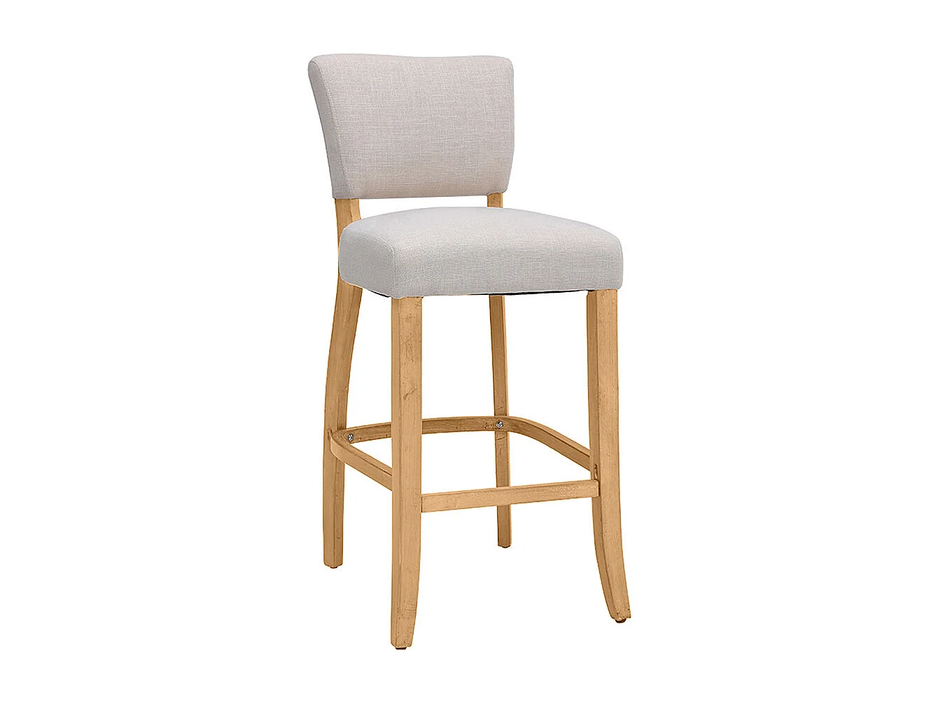Set of 2 Linen Armless Bar Stool with Wooden Legs - Beige
