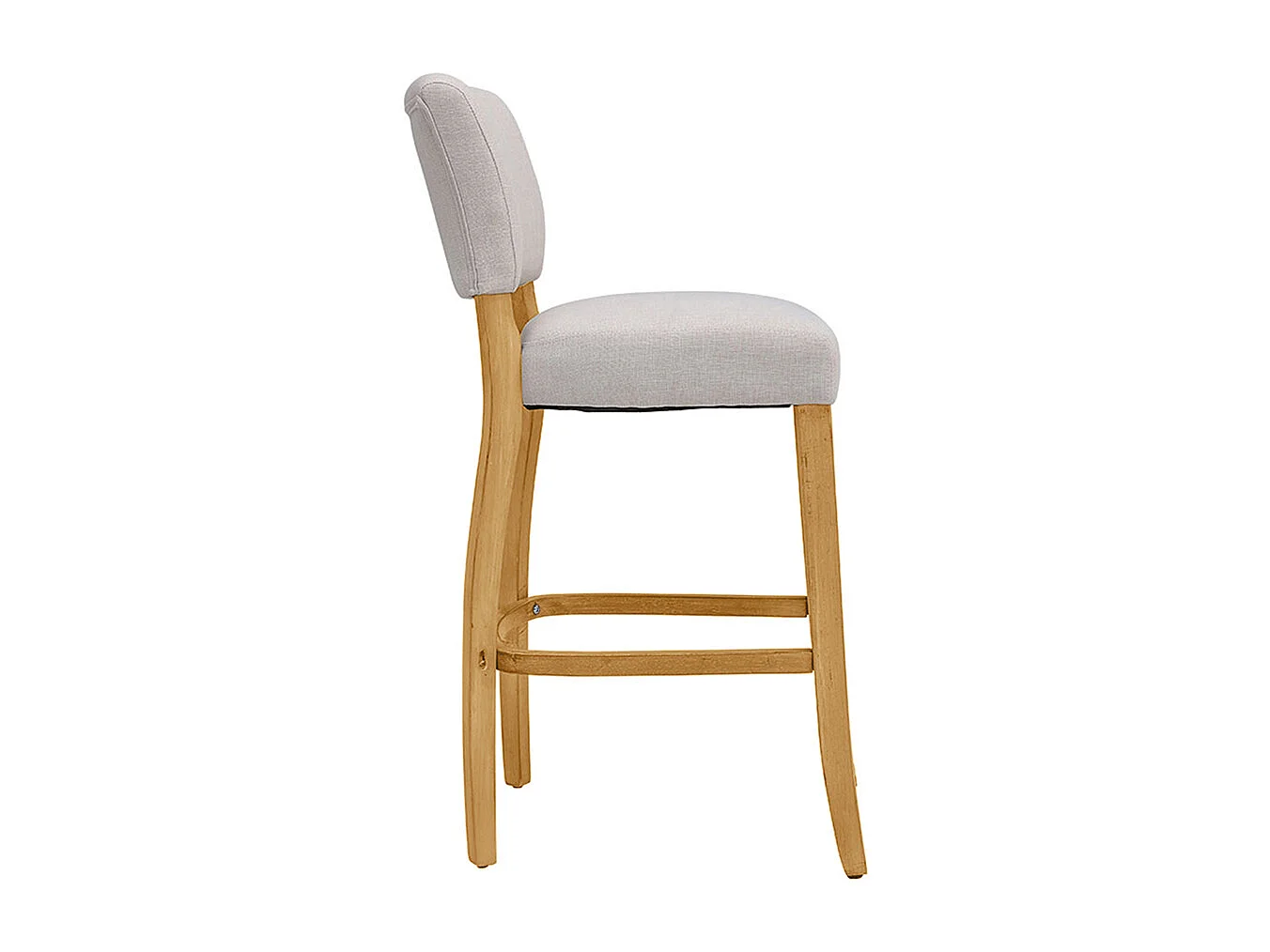 Set of 2 Linen Armless Bar Stool with Wooden Legs - Beige