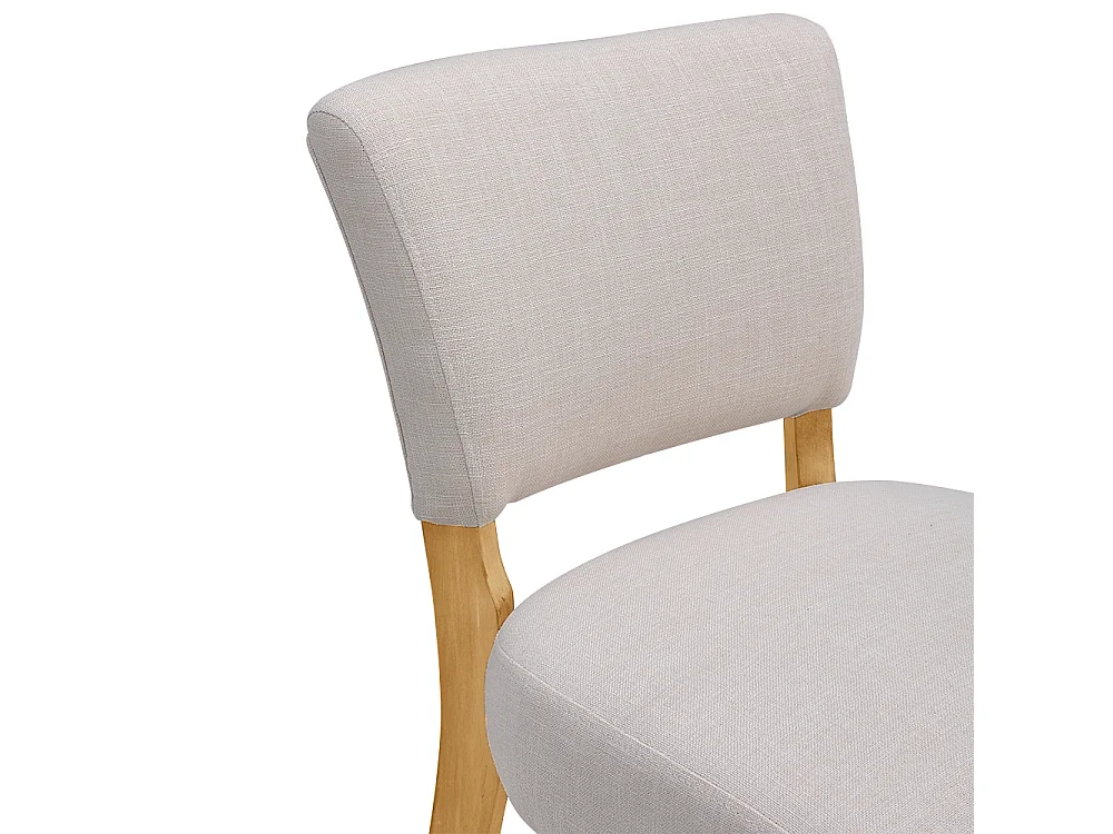 Set of 2 Linen Armless Bar Stool with Wooden Legs - Beige