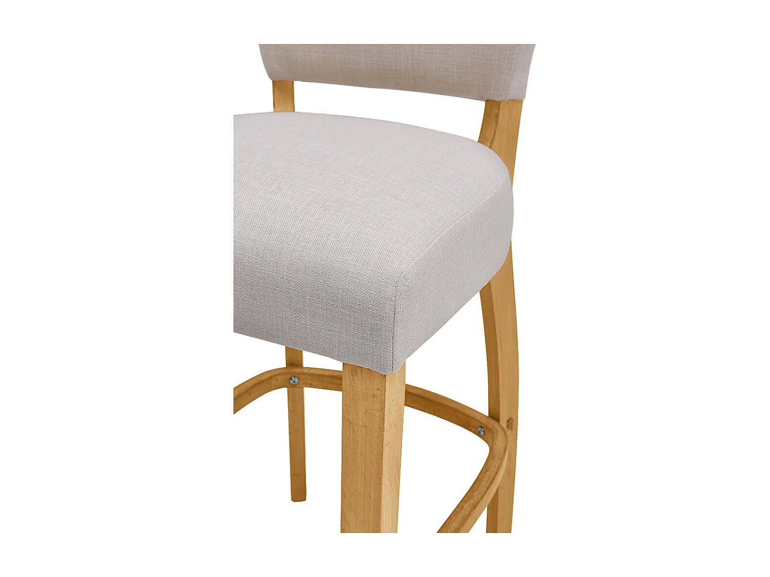 Set of 2 Linen Armless Bar Stool with Wooden Legs - Beige