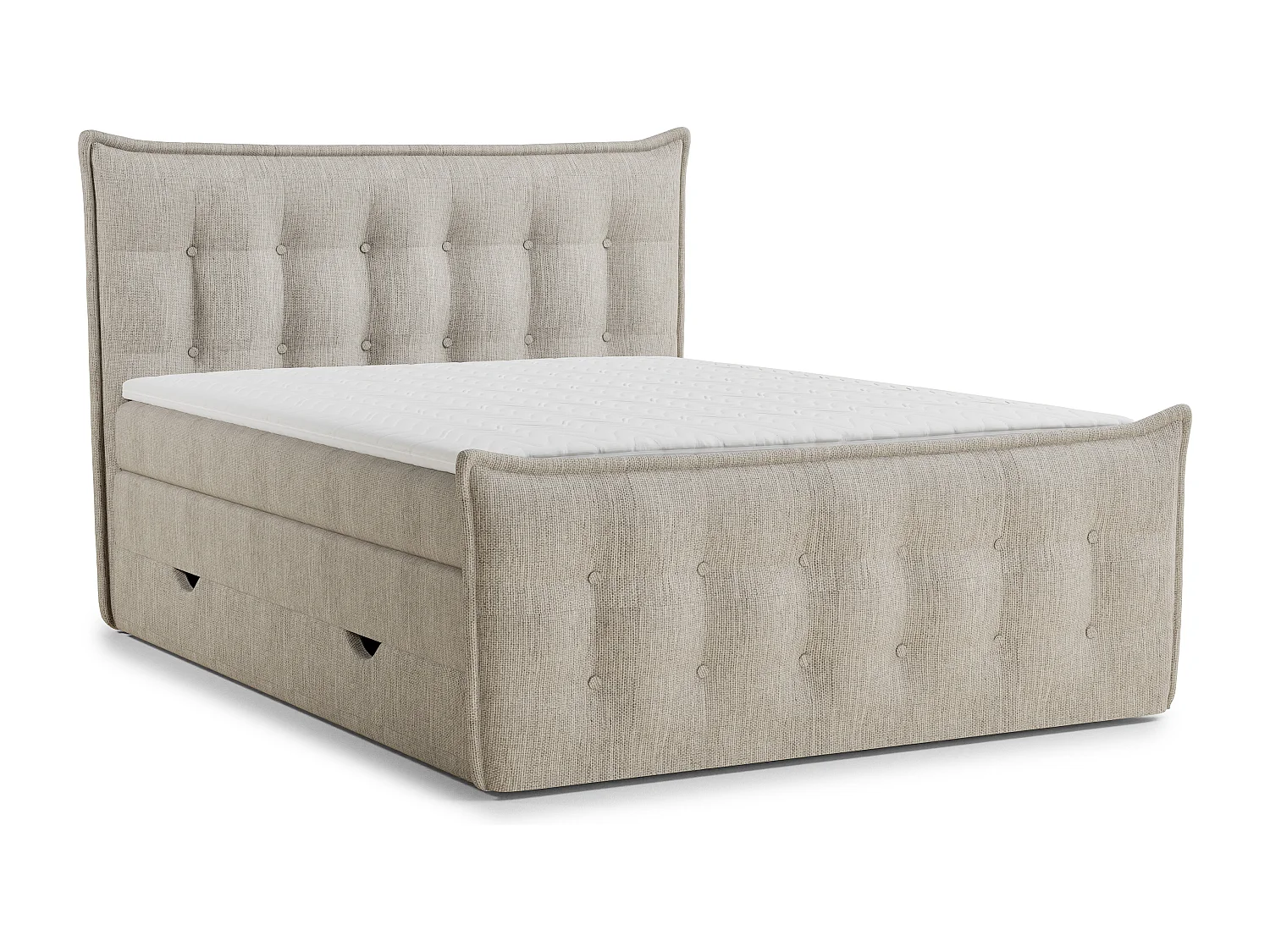 Łóżko boxspring z zagłówkiem + materac + topper - 180x200 cm - beżowy - FATU