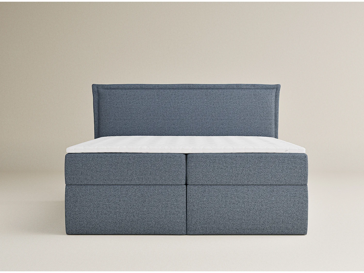 Łóżko z pojemnikiem 180 x 200 cm - z wezgłowiem - pleciona tkanina - kremowy - SAFFRON