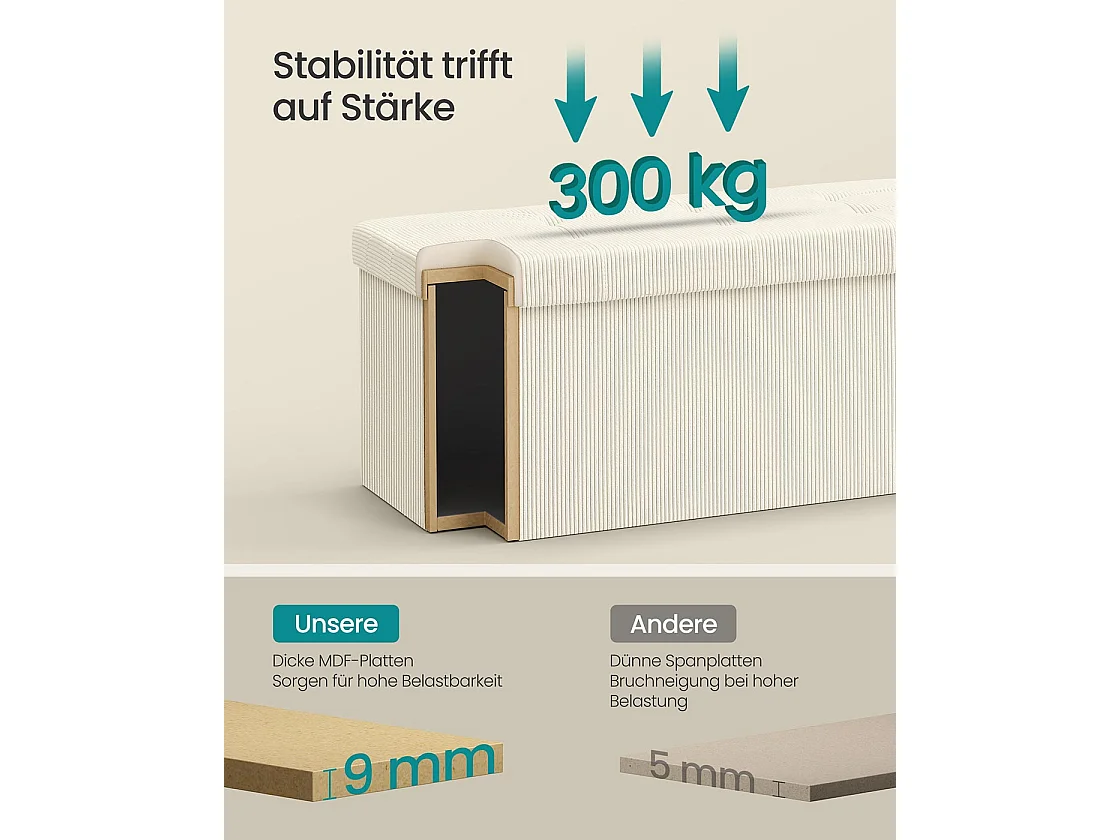 Bänk med förvaringsutrymme och fällbar design