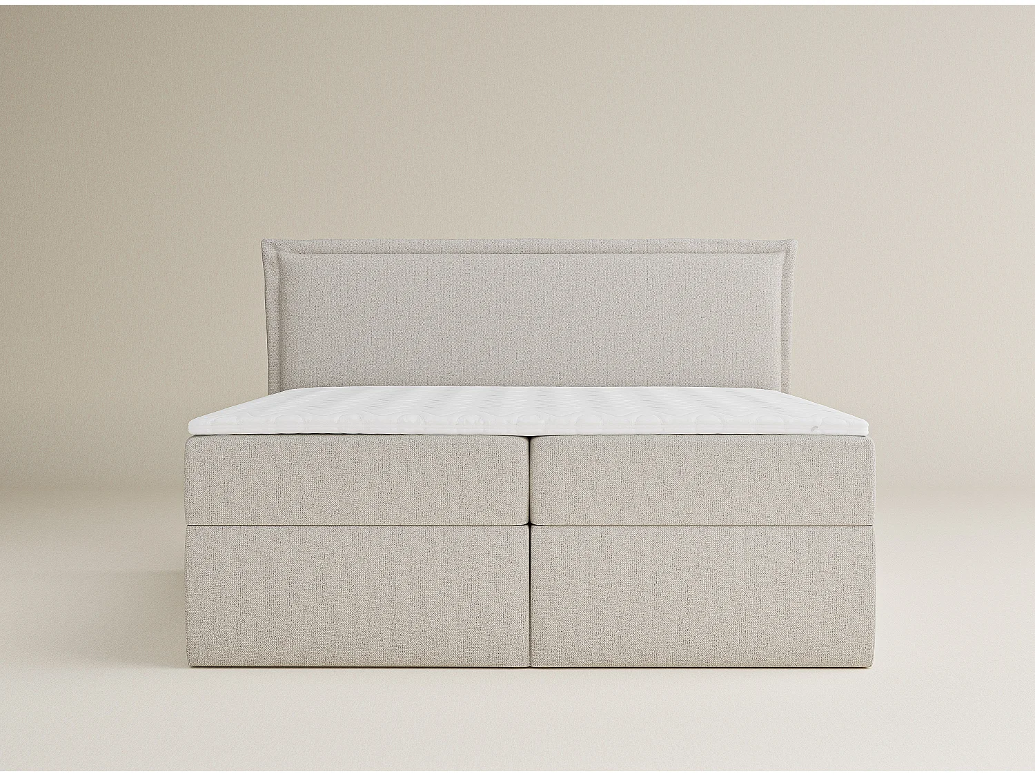 Boxspringbett mit Bettkasten - 200 x 200 cm - mit Kopfteil - Webstoff - creme - SAFFRON