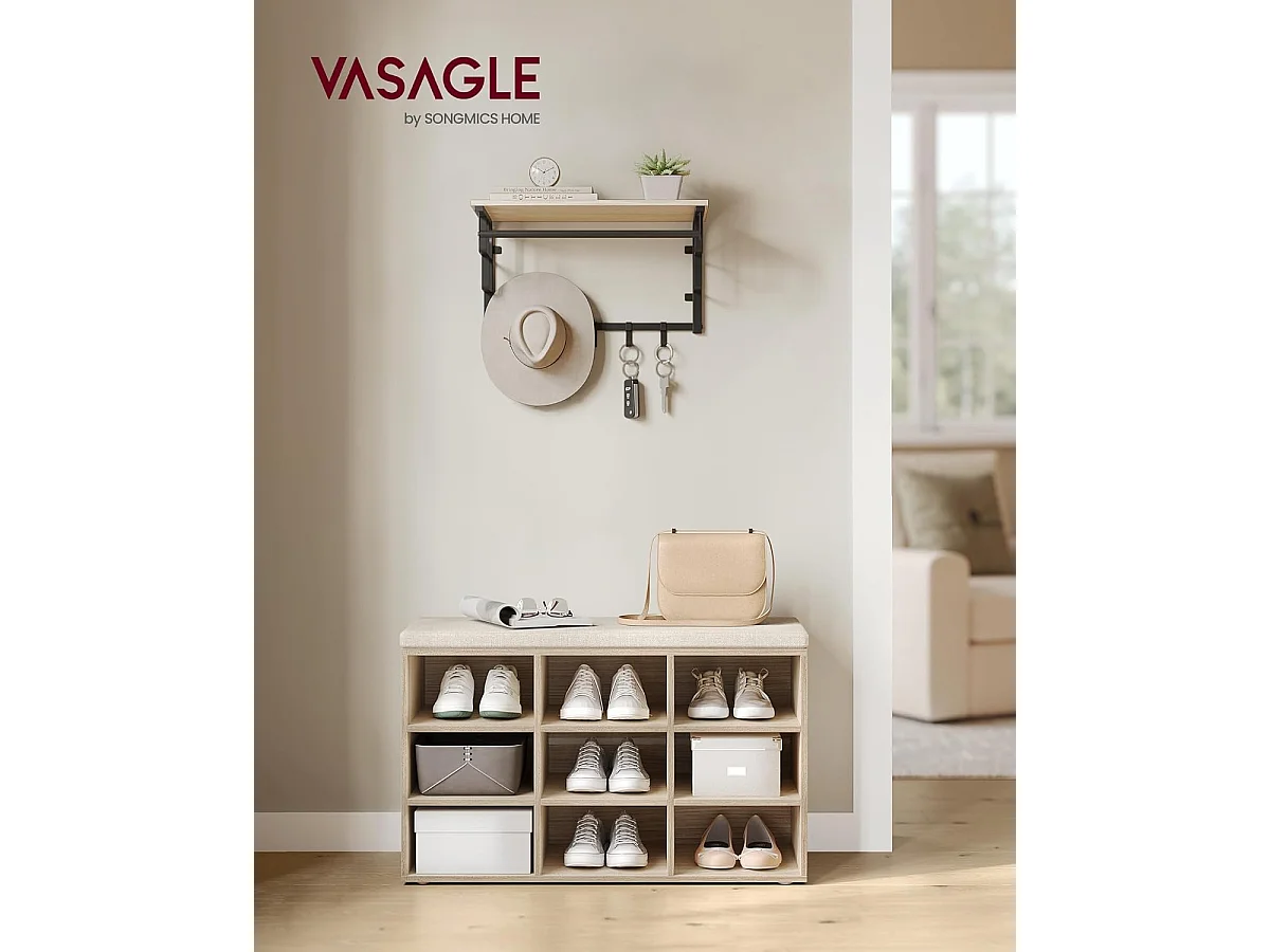 Schuhregal mit Sitzfläche 30,3 x 78,5 x 48 cm naturbeige