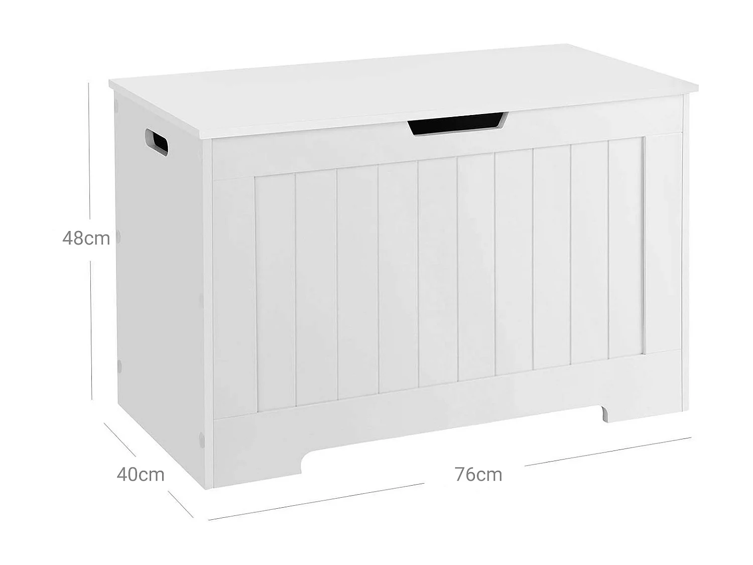 LHS11WT Coffre de rangement à grande capacité pour banc de jouets Blanc, bois d'ingénierie, 76 x 48 x 40 cm (L x H x P)