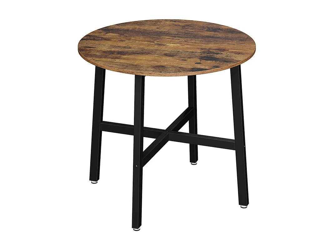VASAGLE Spisebord, rundt køkkenbord, til stue, kontor, 80 x 75 cm (dia. x h), industriel stil, rustik brun og sort KDT080B01
