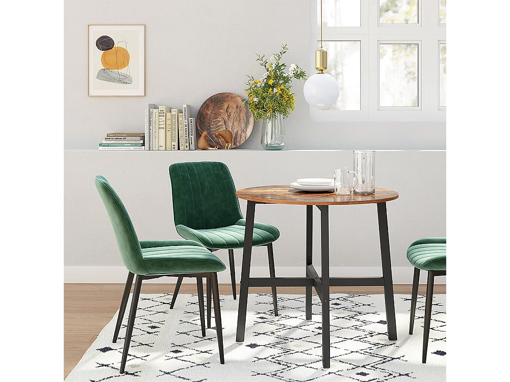 VASAGLE Spisebord, rundt køkkenbord, til stue, kontor, 80 x 75 cm (dia. x h), industriel stil, rustik brun og sort KDT080B01