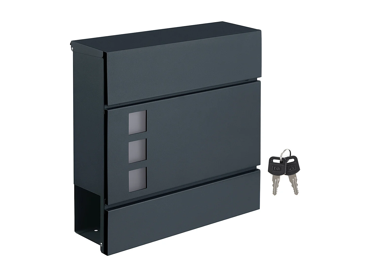SONGMICS Modern Mailbox, Lockable Wall-Mounted Post Letter Box with Newspaper Holder, Easy to Install, Anthracite Grey GMB052G01