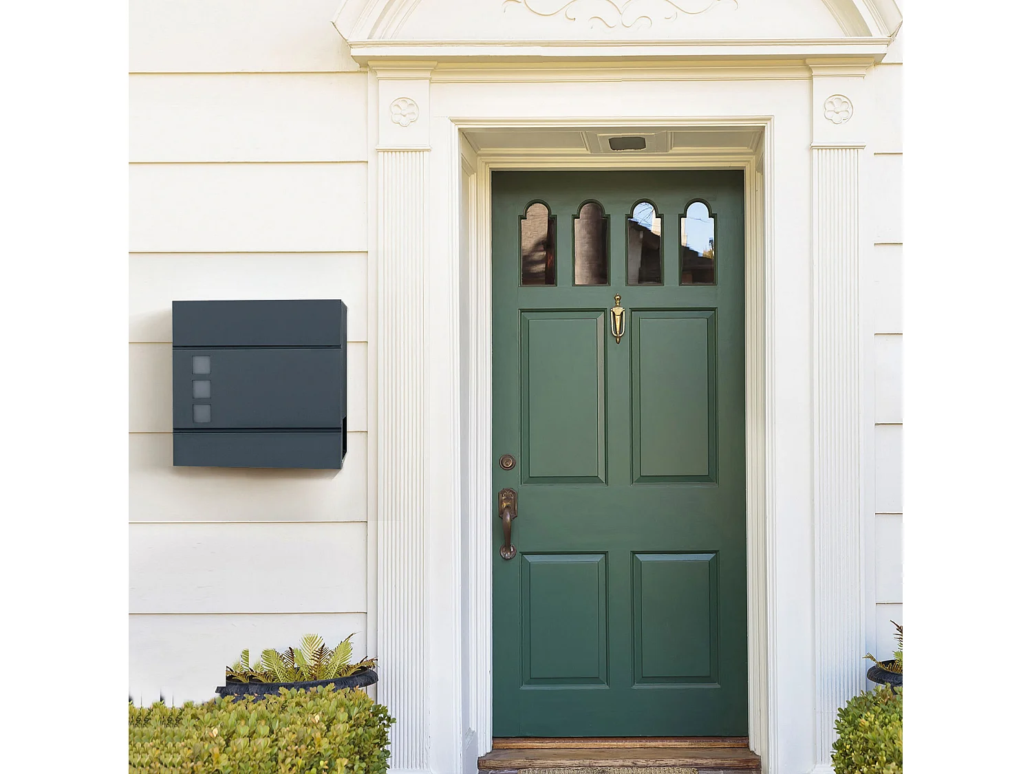 SONGMICS Modern Mailbox, Lockable Wall-Mounted Post Letter Box with Newspaper Holder, Easy to Install, Anthracite Grey GMB052G01