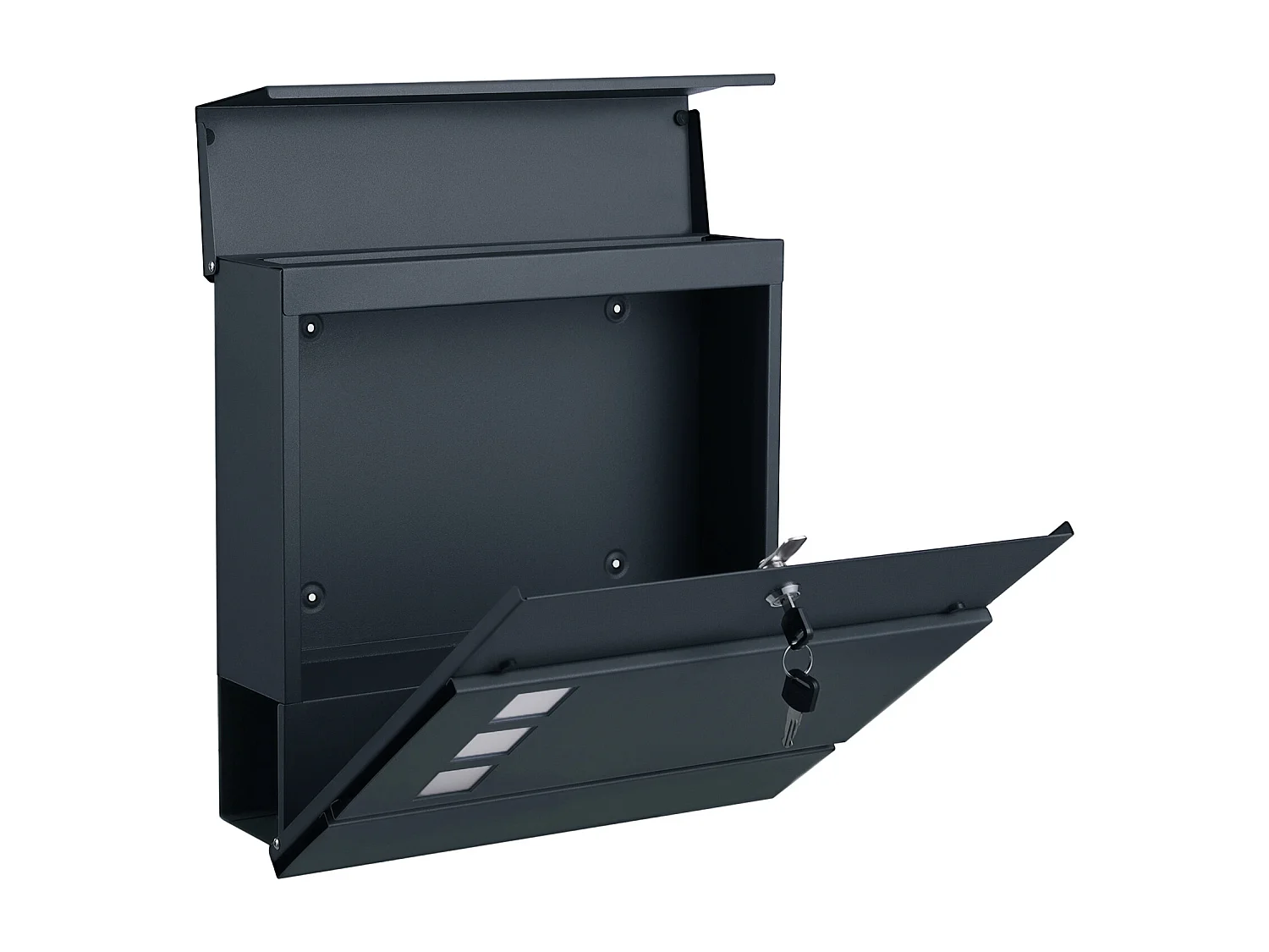 SONGMICS Modern Mailbox, Lockable Wall-Mounted Post Letter Box with Newspaper Holder, Easy to Install, Anthracite Grey GMB052G01