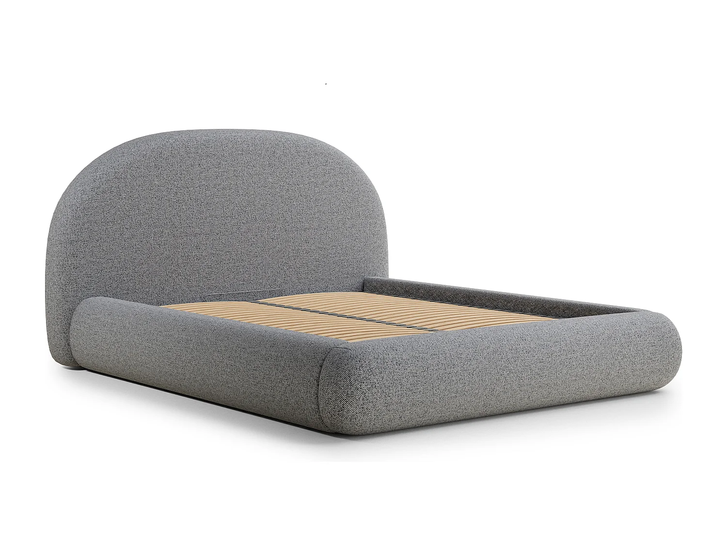 Łóżko ze skrzynią 160 x 200 cm - tkanina pleciona - szary - MAUMERE