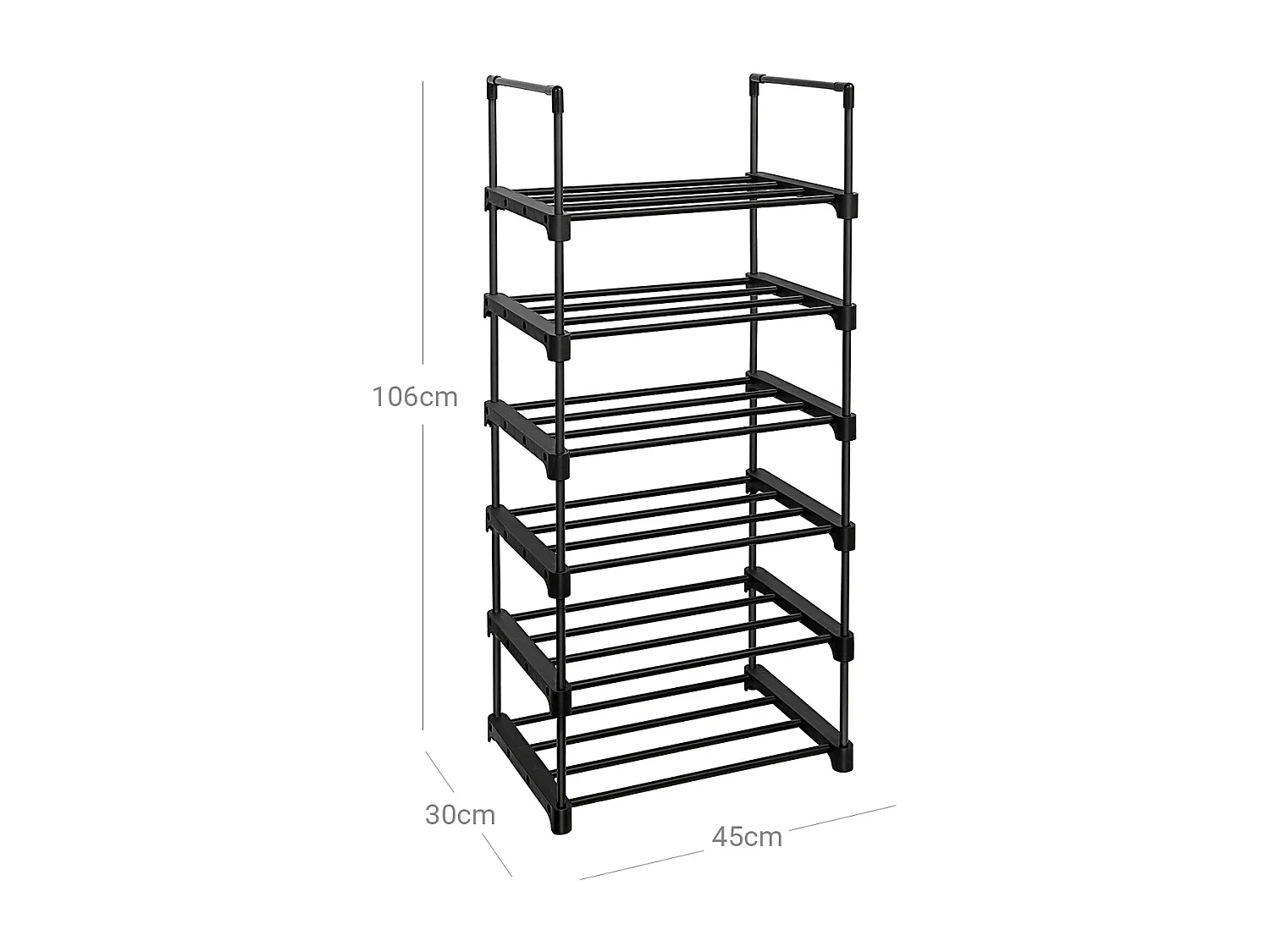 SONGMICS Étagère à chaussures à 6 niveaux, organisateur de rangement de chaussures en fer, design adaptable, étagère peu encombrante et polyvalente, pour entrée
