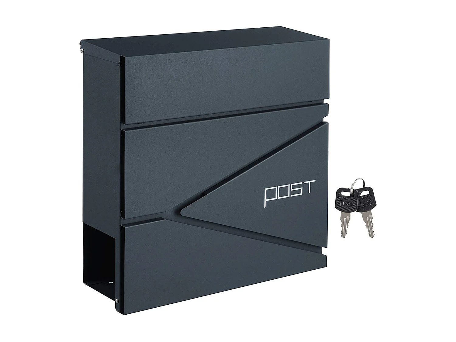 SONGMICS Modern Mailbox, Lockable Wall-Mounted Post Letter Box with Newspaper Holder, Easy to Install, Anthracite Grey GMB051G02
