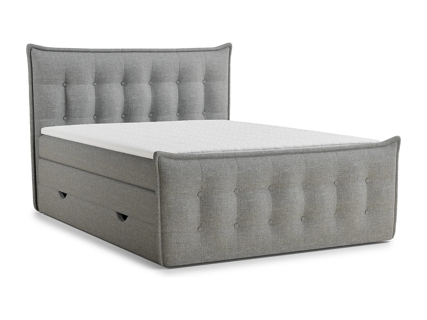Łóżko boxspring z zagłówkiem + materac + topper - 200x200 cm - szary - FATU
