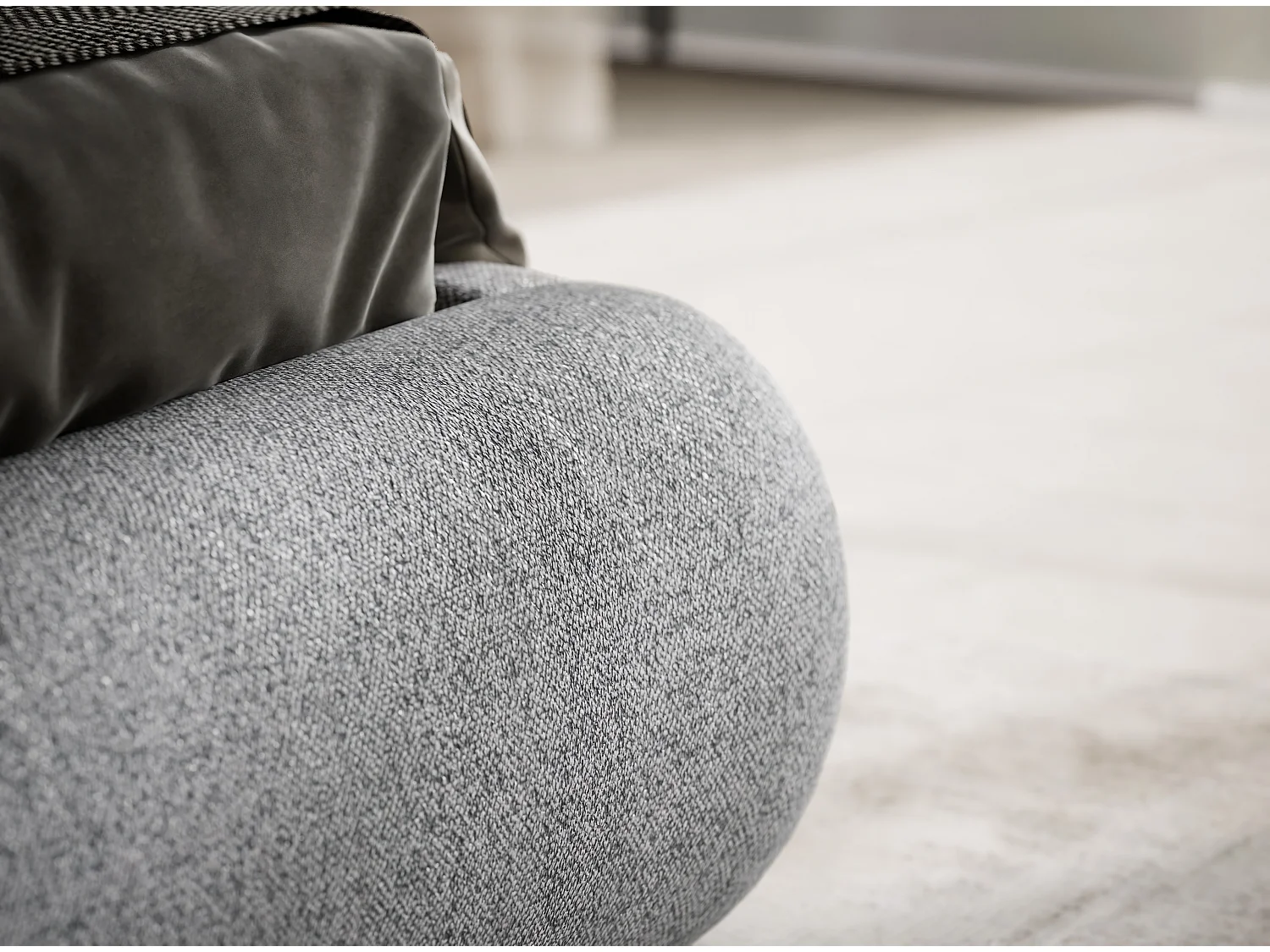 Łóżko ze skrzynią 180 x 200 cm - tkanina pleciona - szary - MAUMERE