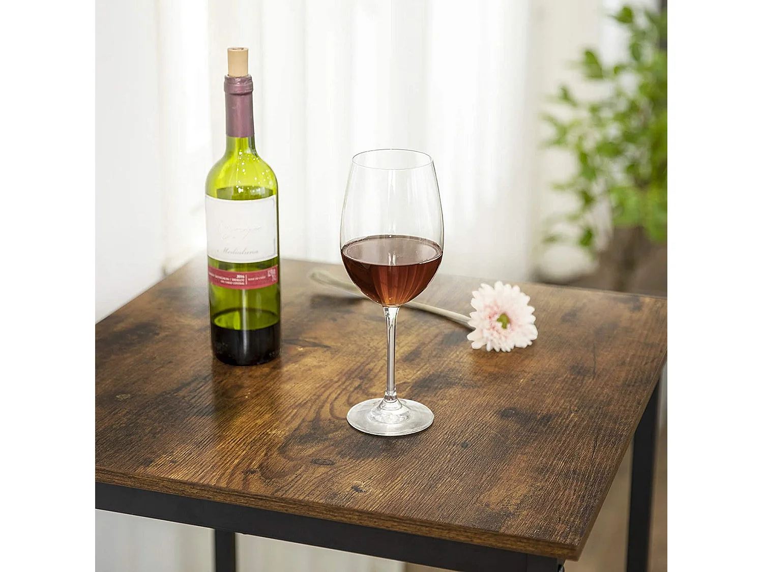 VASAGLE Bar de petit déjeuner, table de bar carrée, structure en acier robuste, 60 x 60 x 90 cm, assemblage facile, pour la cuisine et le salon, style industriel,