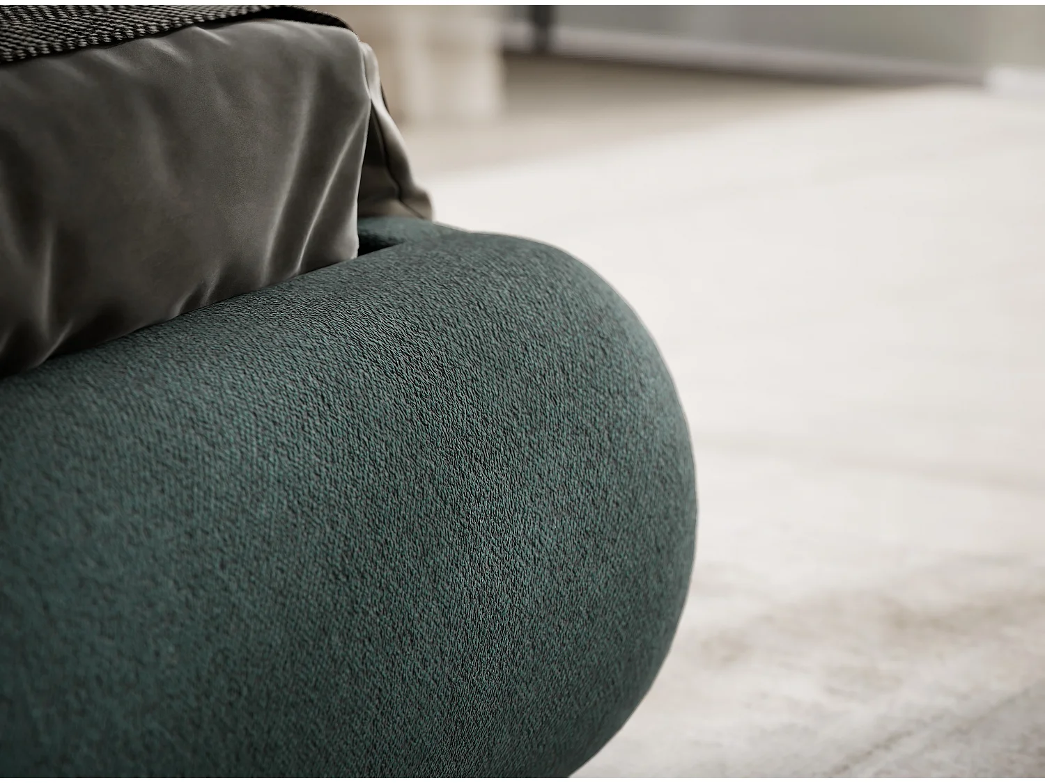 Łóżko ze skrzynią 180 x 200 cm - tkanina pleciona - ciemnozielony - MAUMERE