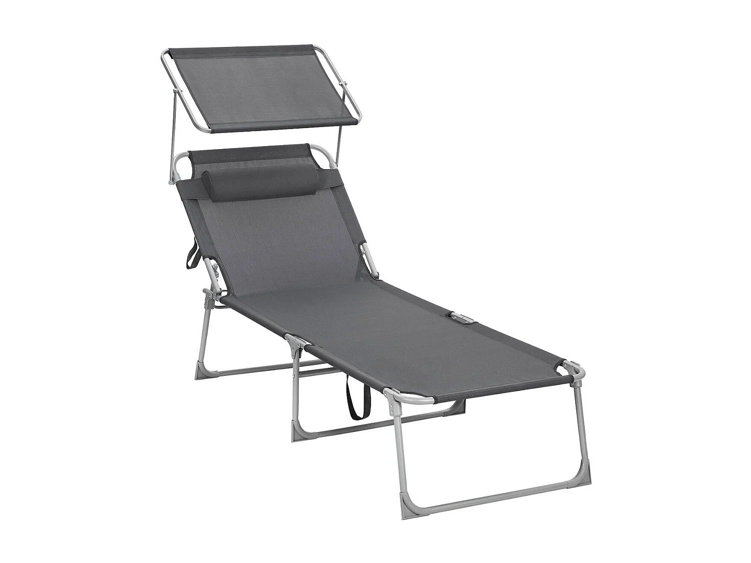 SONGMICS Lounger, Sunbed, Large Reclining Sun Chair, 71 x 200 x 38 cm, Load Capacity 150 kg, with Headrest, Reclining Backrest, Sunshade, Foldable, for Garden,