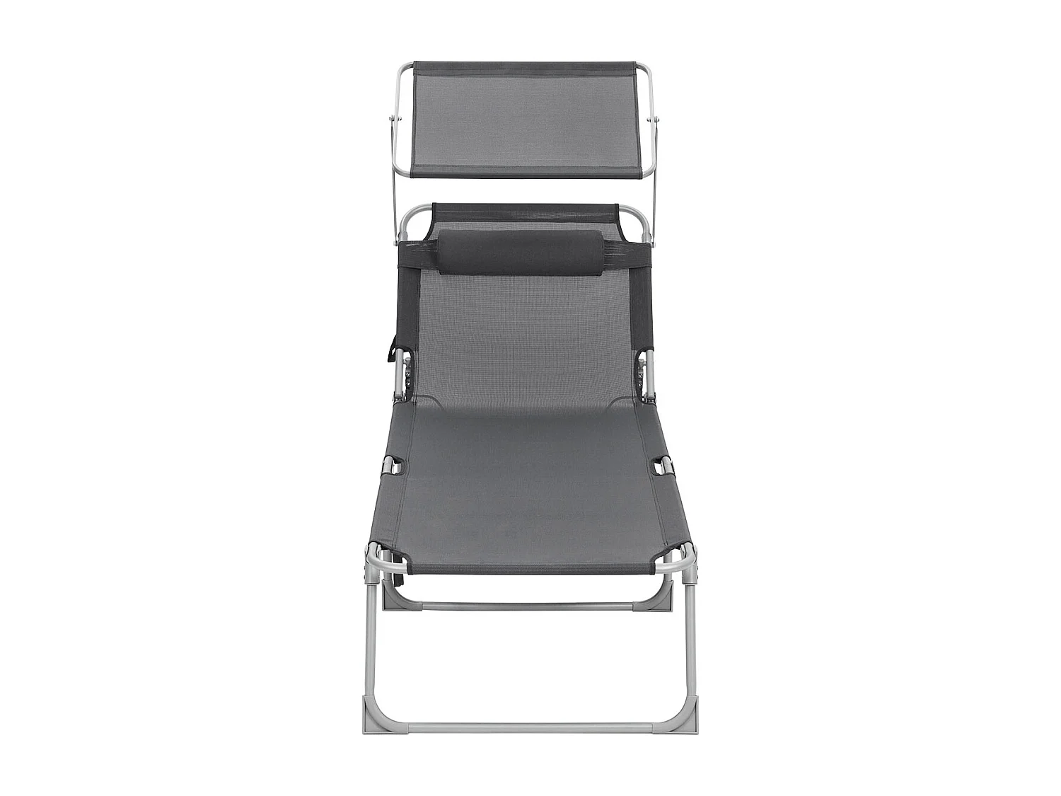 SONGMICS Lounger, Sunbed, Large Reclining Sun Chair, 71 x 200 x 38 cm, Load Capacity 150 kg, with Headrest, Reclining Backrest, Sunshade, Foldable, for Garden,