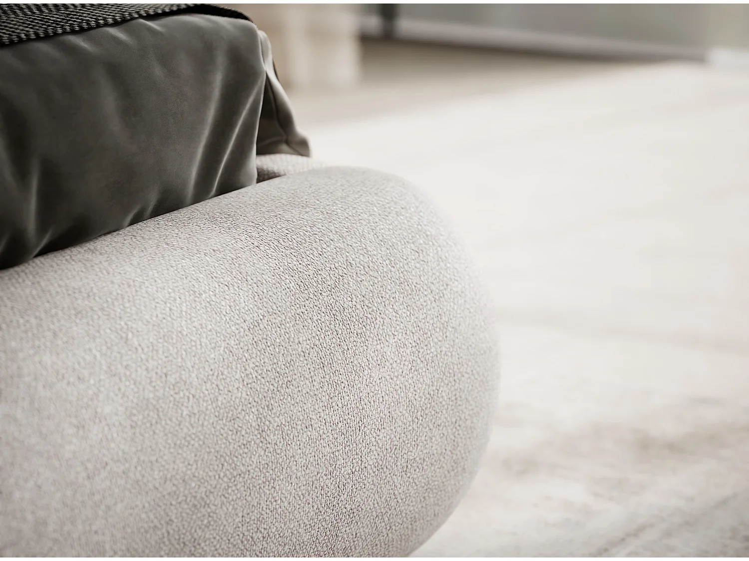 Łóżko ze skrzynią 180 x 200 cm - tkanina pleciona - beżowy - MAUMERE