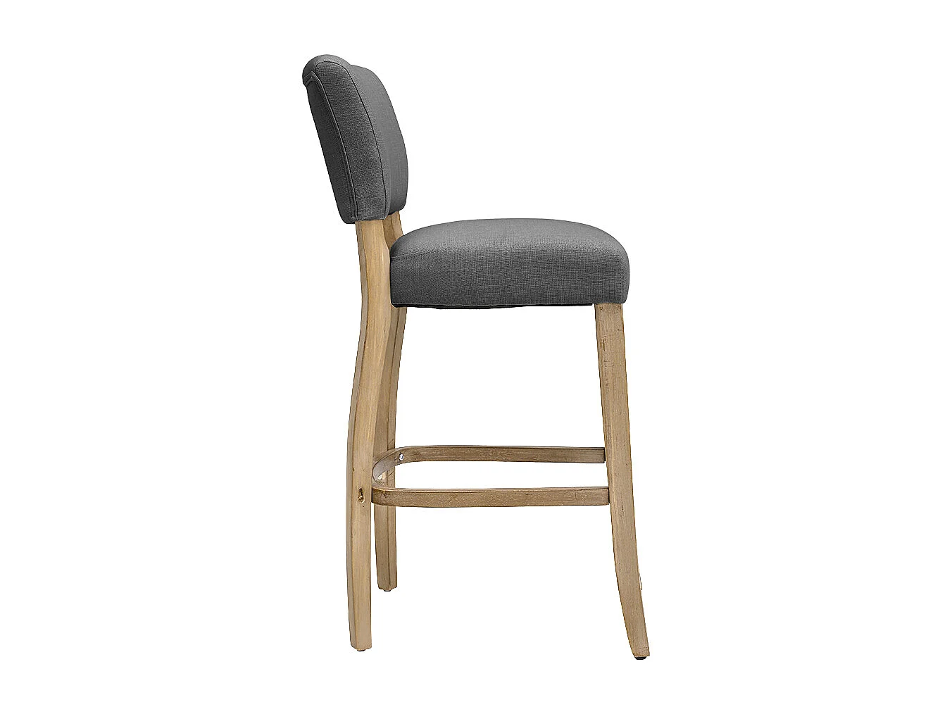 Set of 3 Linen Armless Bar Stool with Wooden Legs - Light Grey