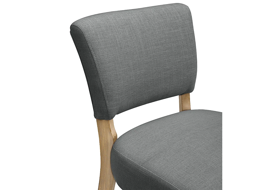 Set of 3 Linen Armless Bar Stool with Wooden Legs - Light Grey