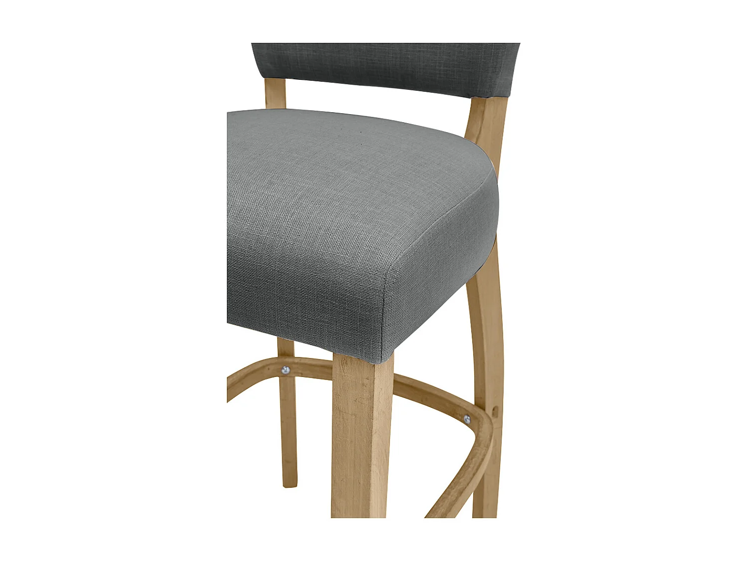 Set of 3 Linen Armless Bar Stool with Wooden Legs - Light Grey