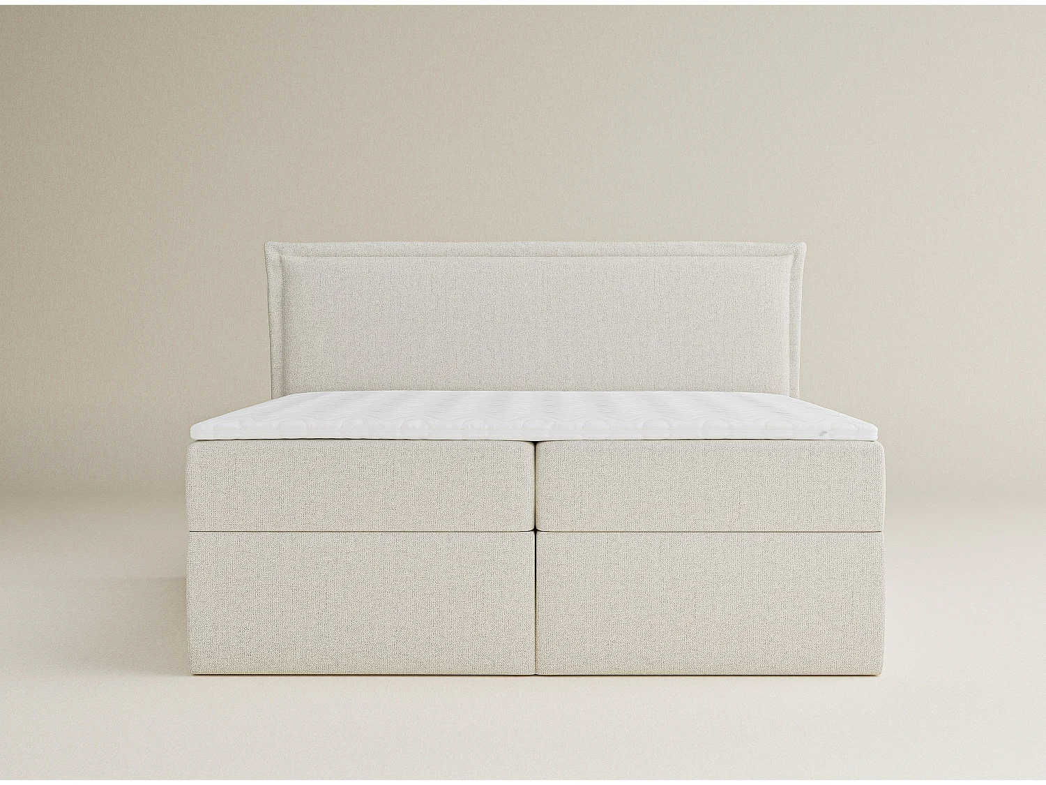 Łóżko z pojemnikiem 140 x 200 cm - z wezgłowiem - pleciona tkanina - beżowy - SAFFRON