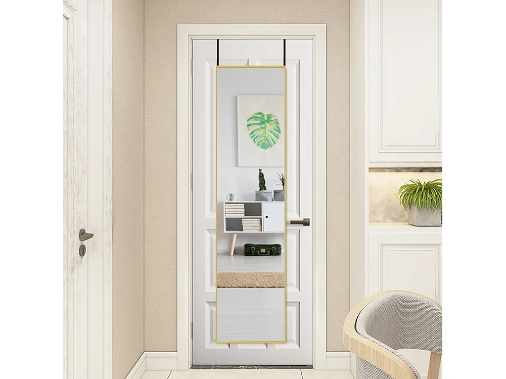 37x147cm Metal Frame Over the Door Full Length Mirror - Gold