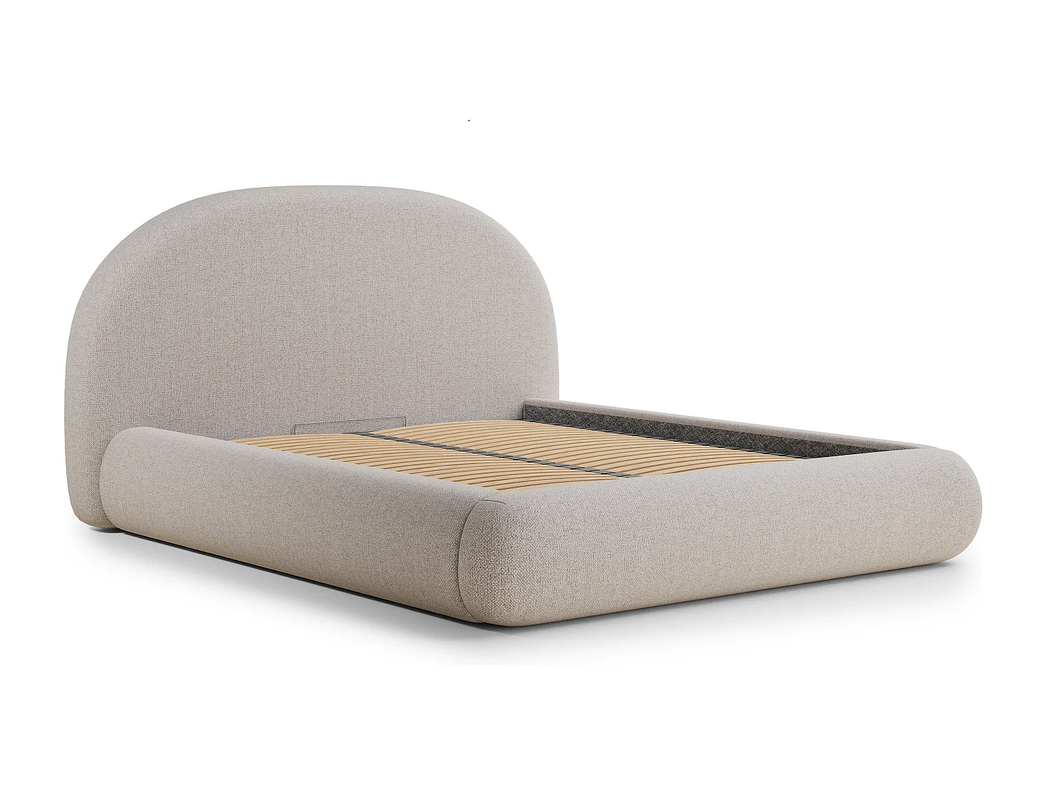 Łóżko ze skrzynią 160 x 200 cm - tkanina pleciona - beżowy - MAUMERE