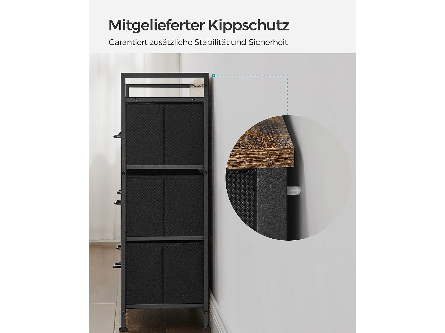 SONGMICS Fabric Chest of Drawers, Bedroom Storage Unit, Cabinet Dresser with 7 Drawers, with Metal Frame and Handles, Industrial, Rustic Brown and Black LTS137B01