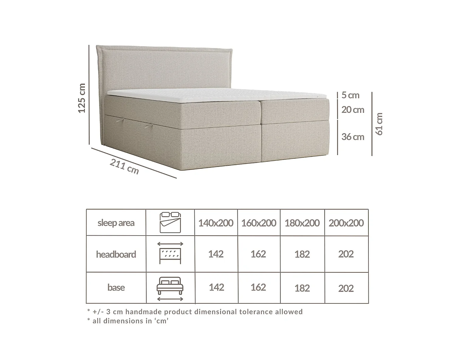 Łóżko z pojemnikiem 200 x 200 cm - z wezgłowiem - pleciona tkanina - niebieskoszary - SAFFRON
