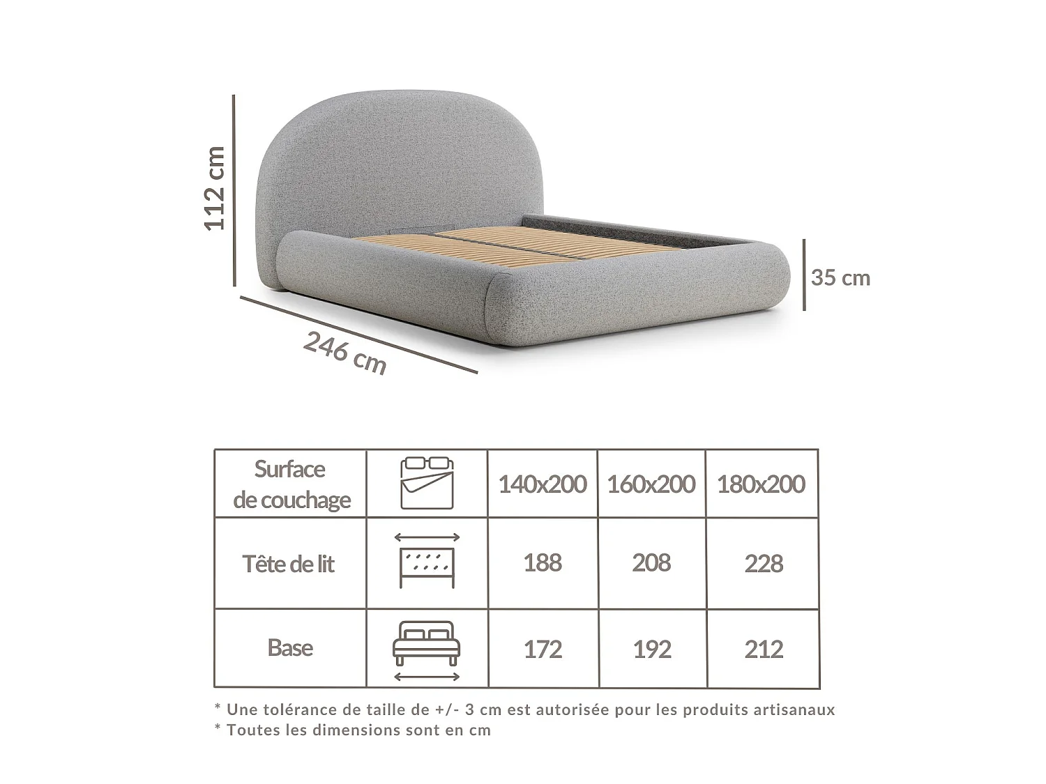 Łóżko ze skrzynią 140 x 200 cm - tkanina pleciona - ciemnozielony - MAUMERE