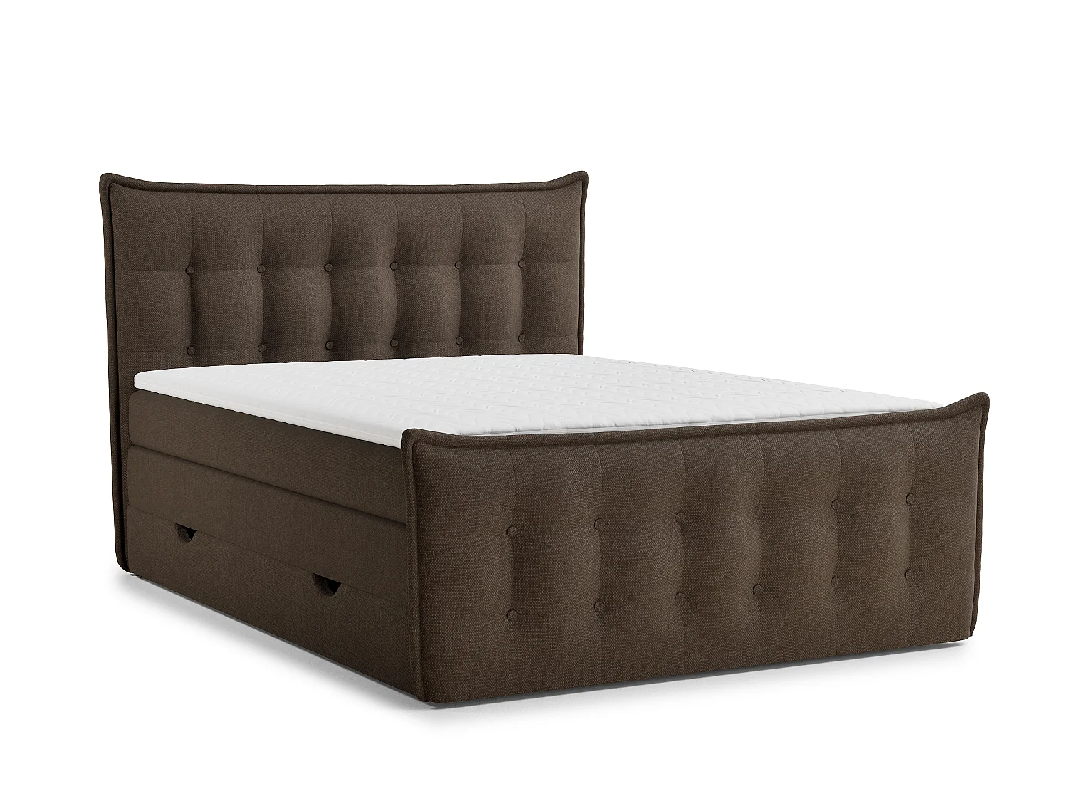 Łóżko boxspring z zagłówkiem + materac + topper - 200x200 cm - brązowy - FATU