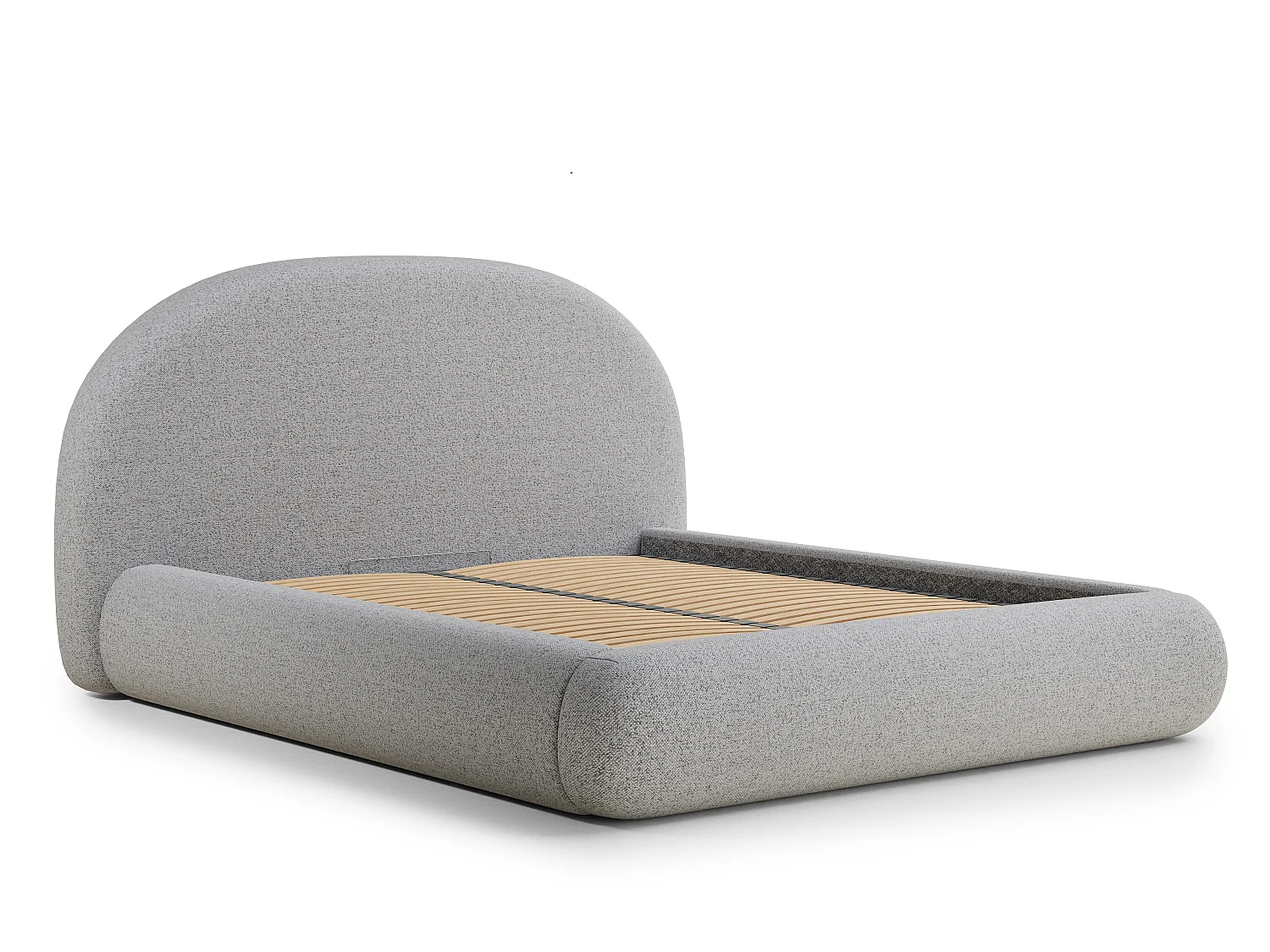 Łóżko ze skrzynią 160 x 200 cm - tkanina pleciona - jasnoszary - MAUMERE