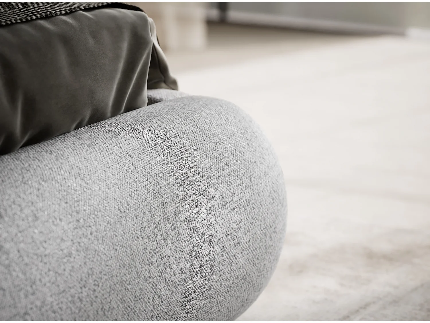 Łóżko ze skrzynią 180 x 200 cm - tkanina pleciona - jasnoszary - MAUMERE