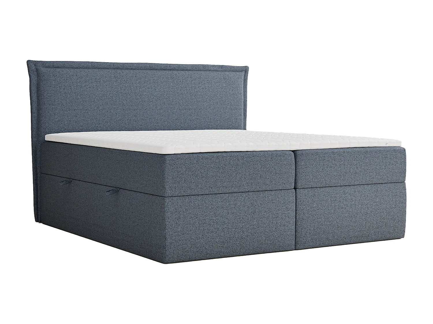 Łóżko z pojemnikiem 200 x 200 cm - z wezgłowiem - pleciona tkanina - beżowy - SAFFRON