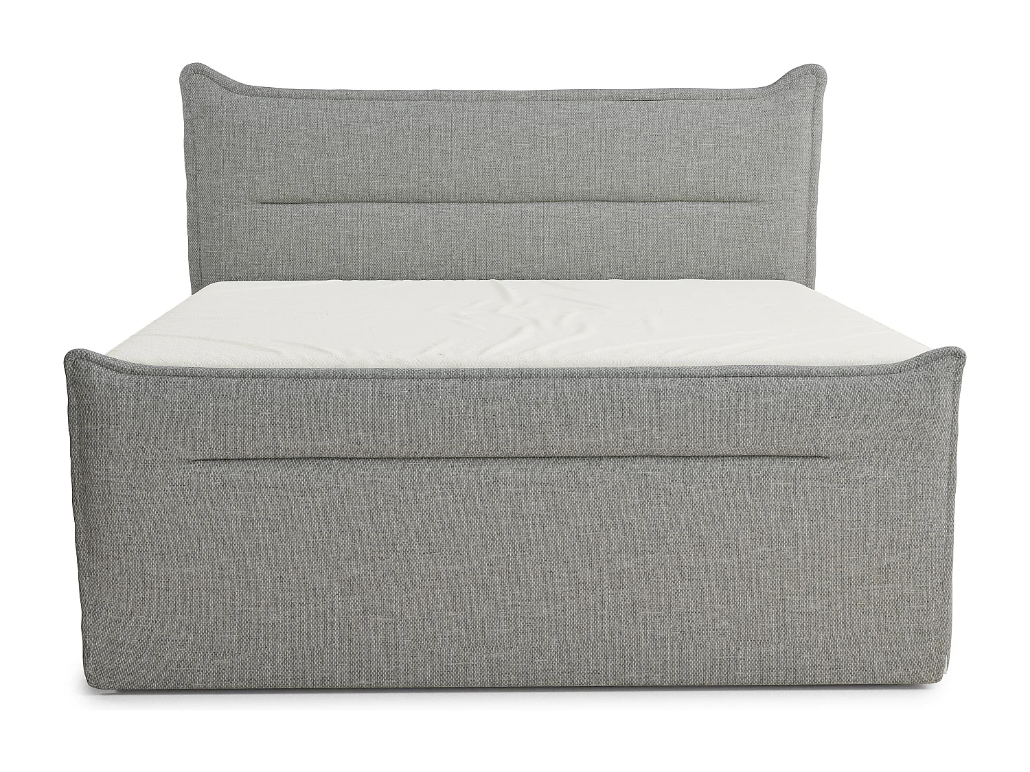 Łóżko boxspring z zagłówkiem + materac + topper - 180x200 cm - szary - PELINO