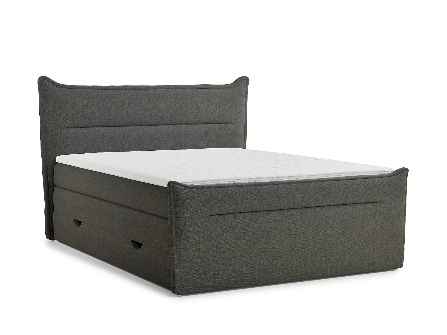 Łóżko boxspring z zagłówkiem + materac + topper - 200x200 cm - grafitowy - PELINO