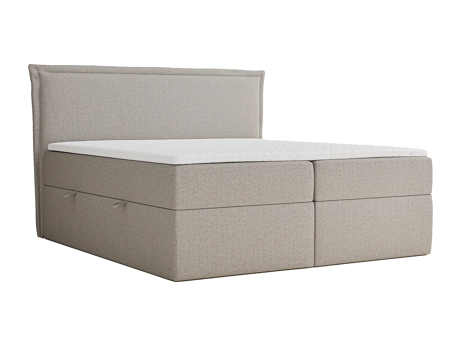 Lit boxspring avec rangement SAFFRON - matelas - surmatelas - 200x200 cm - beige