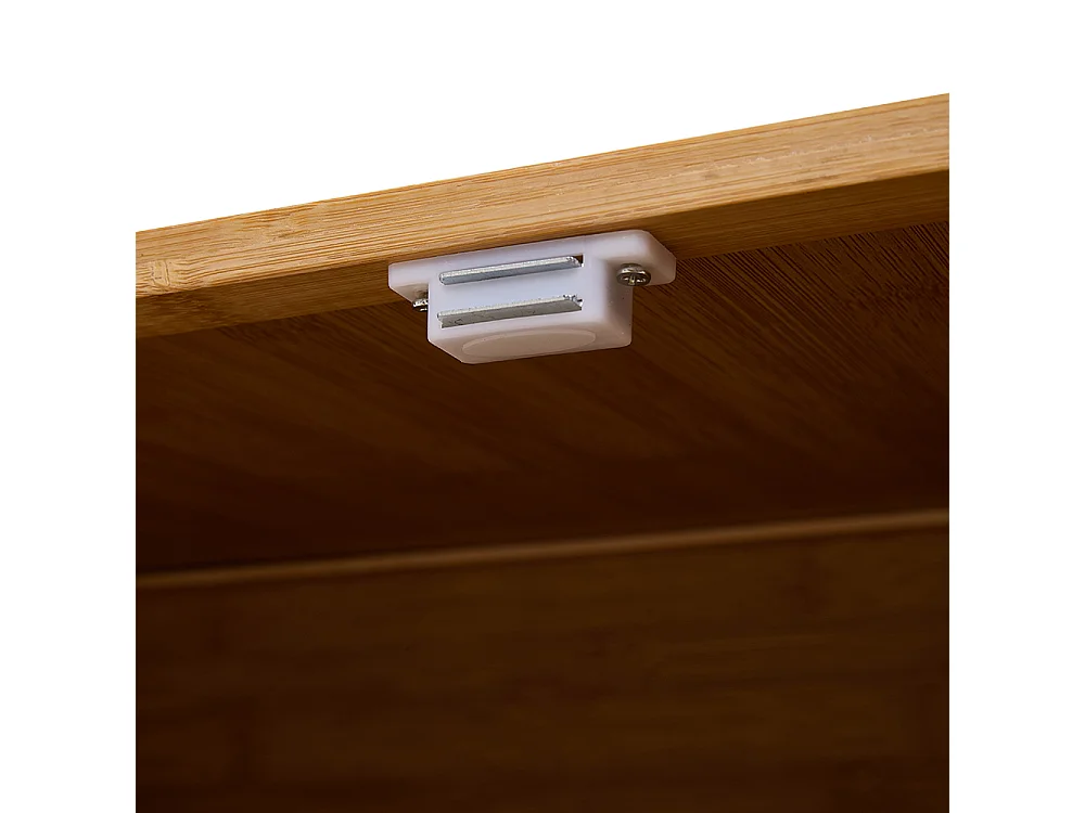 81cm Wooden Coat Rack with Cabinets, Hooks & Side Shelves - Natural