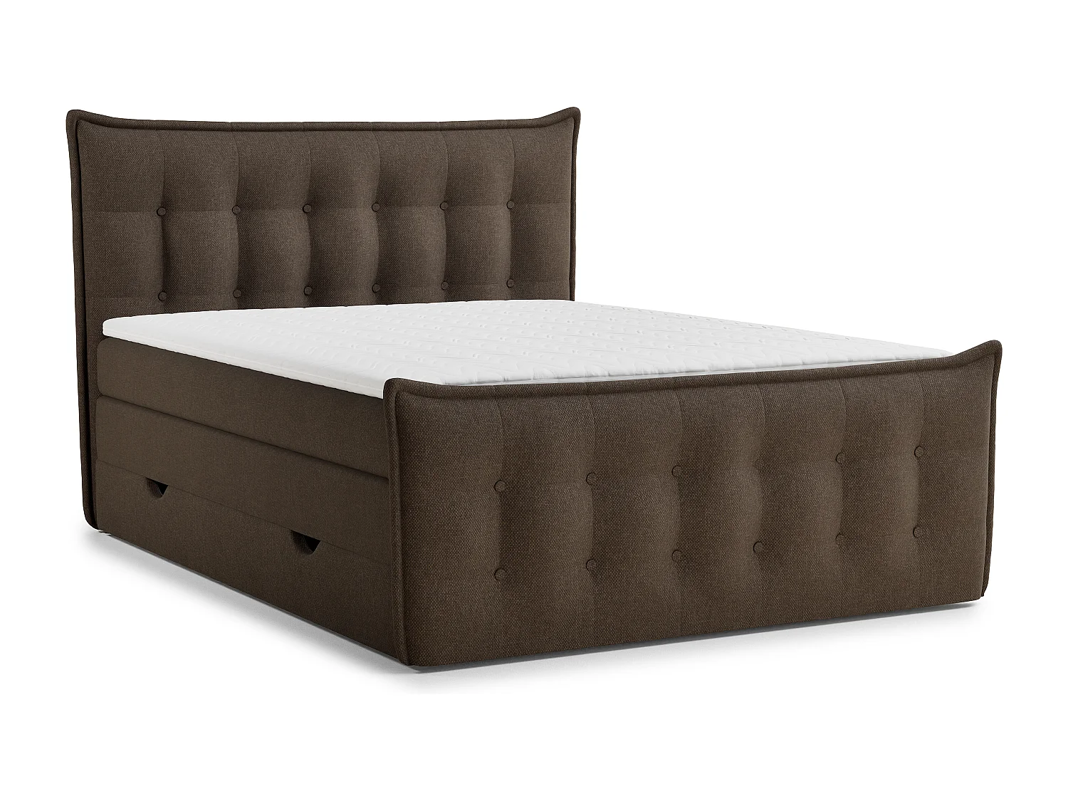 Łóżko boxspring z zagłówkiem + materac + topper - 180x200 cm - brązowy - FATU