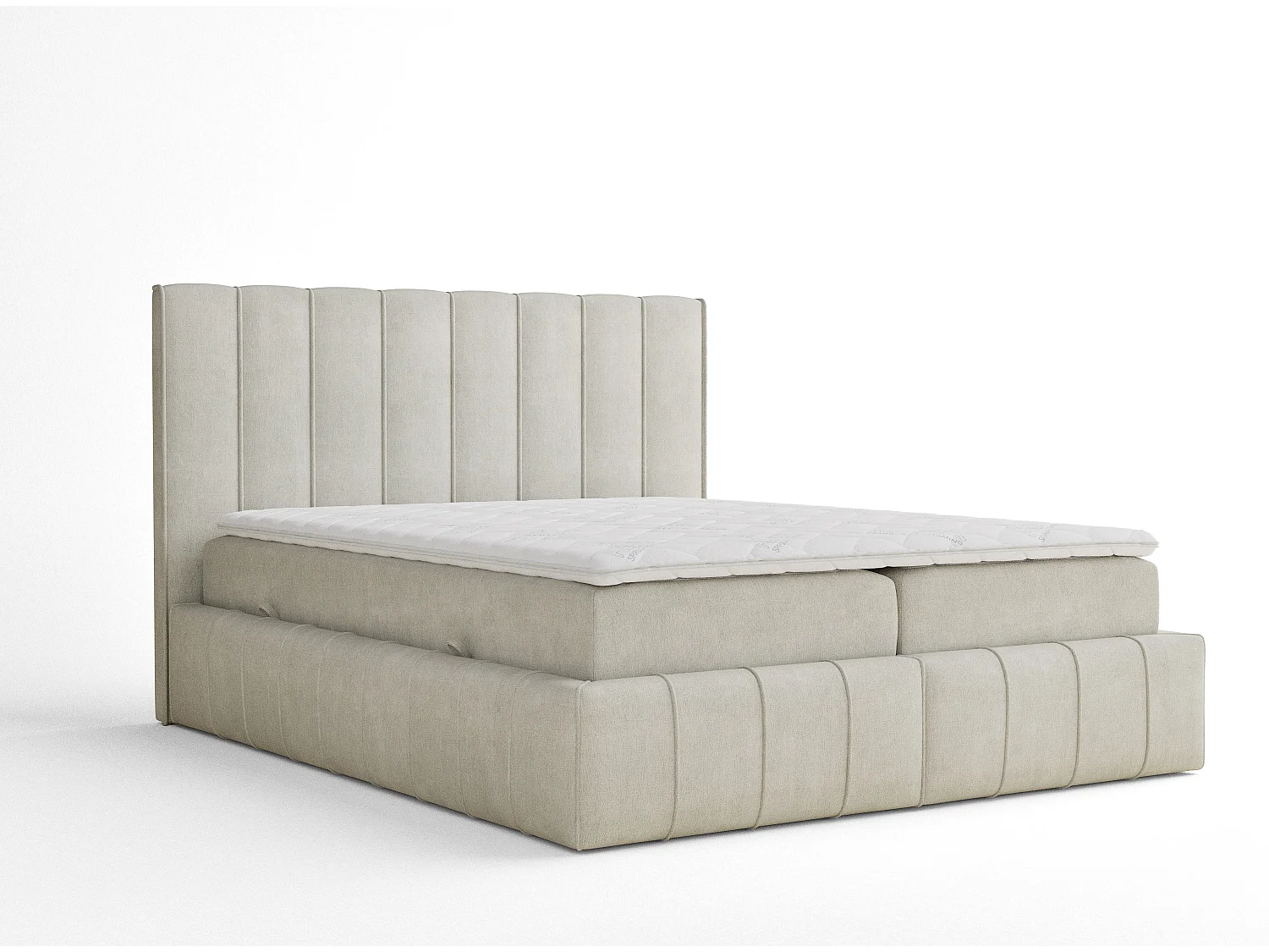 Lit boxspring avec rangement MORETTI - matelas - surmatelas - 200x200 cm - creme