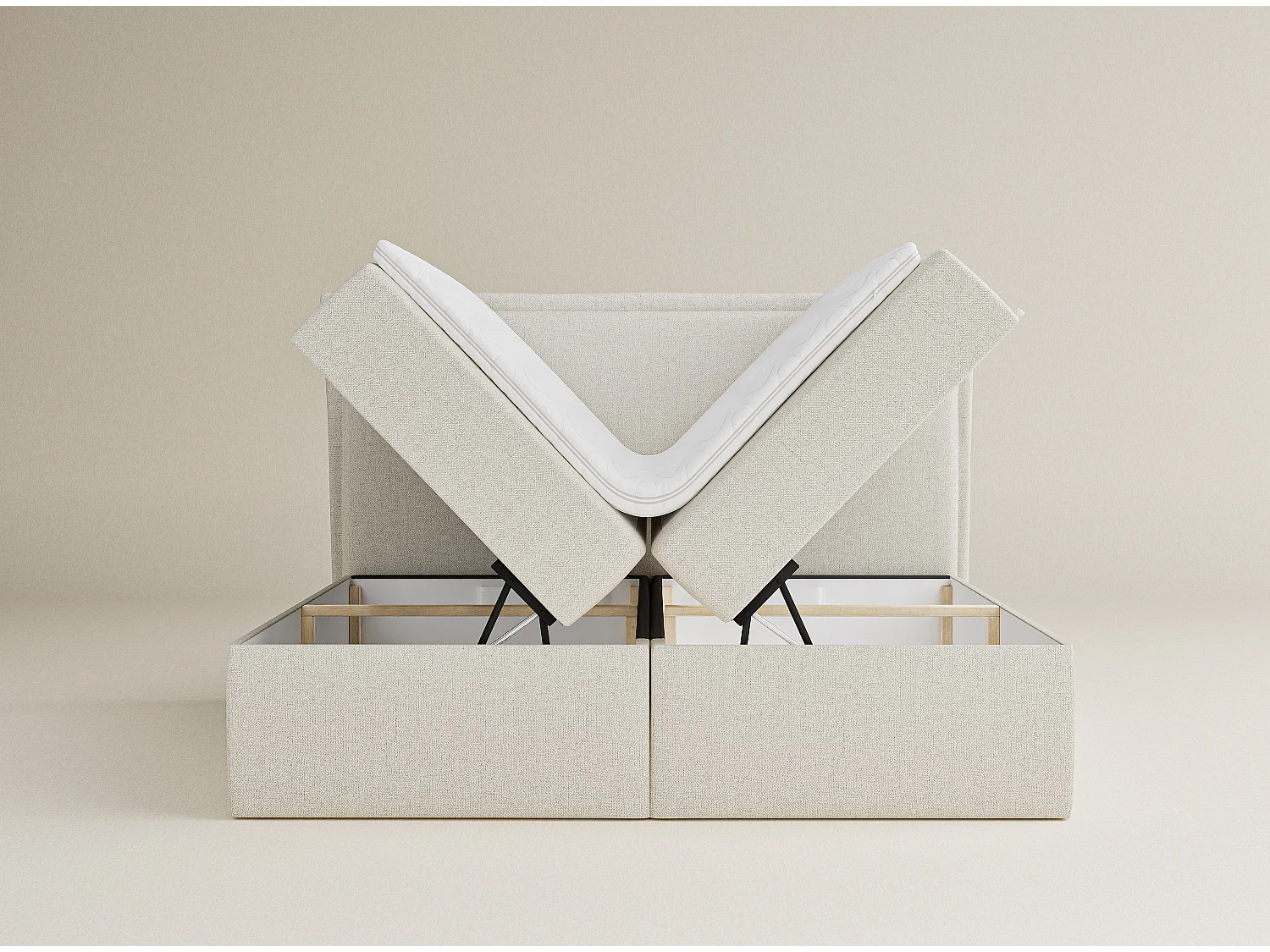 Łóżko z pojemnikiem 160 x 200 cm - z wezgłowiem - pleciona tkanina - niebieskoszary - SAFFRON