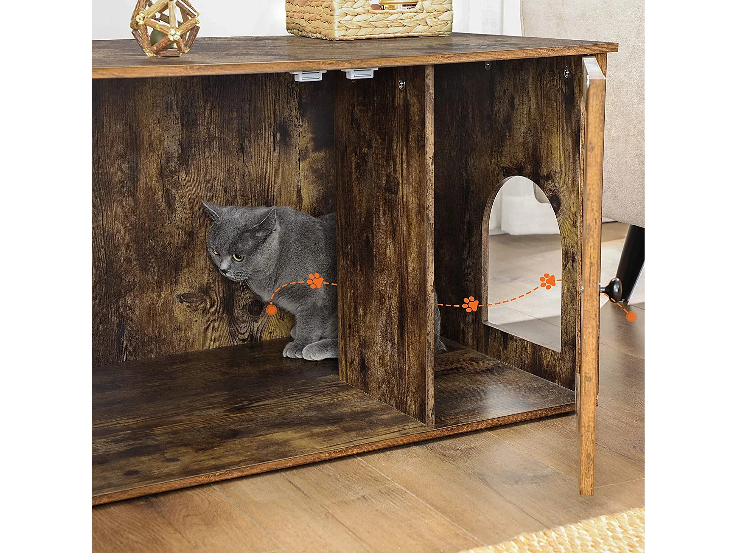 Kattebakke skab vintage brun