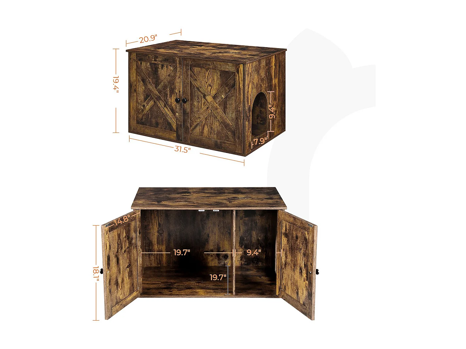 Kattebakke skab vintage brun