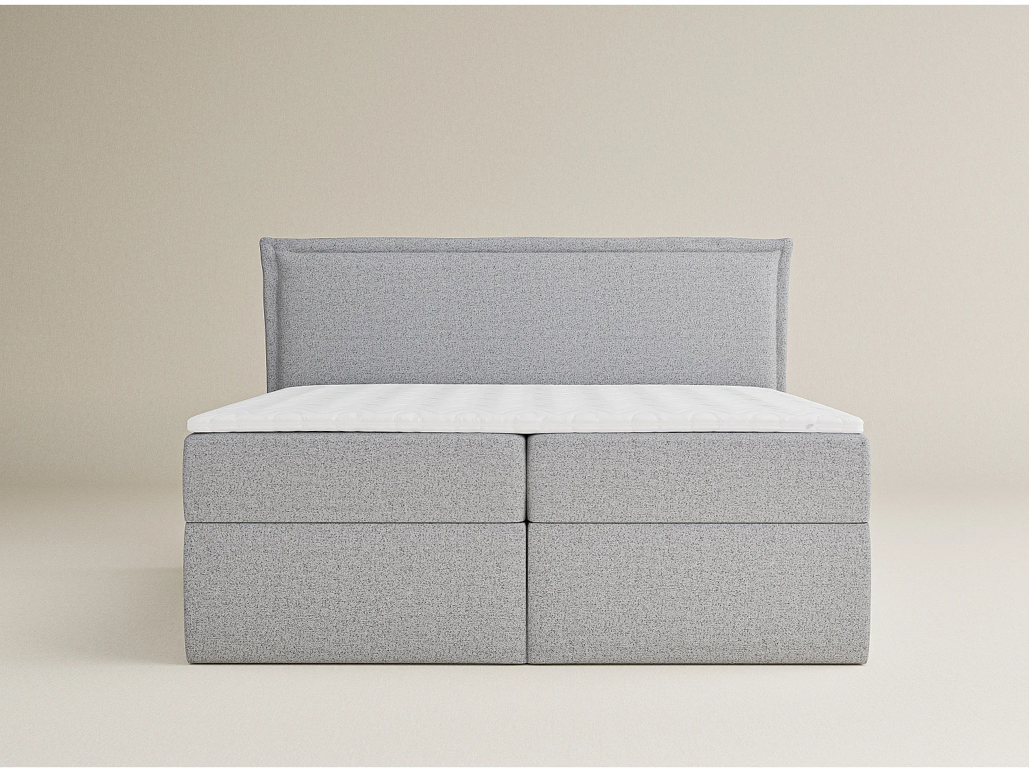 Łóżko z pojemnikiem 160 x 200 cm - z wezgłowiem - pleciona tkanina - kremowy - SAFFRON